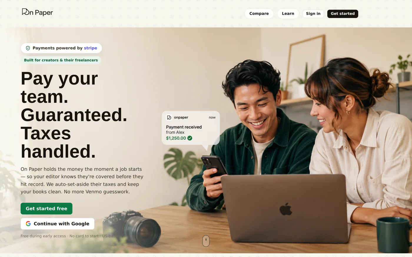 itsonpaper.com on desktop